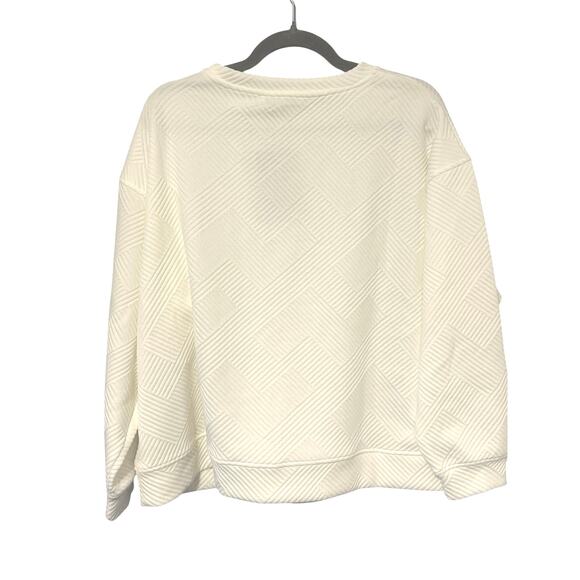 See and Be SeenTop Cream Textured  Boxy Fit Size Medium Fit Large Boutique NWT - Picture 3 of 6